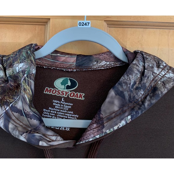 NWT, Mossy Oak Men's Large Long Sleeve Hoodie Kangaroo Hand Warmer Pocket, Brown - Picture 5 of 12